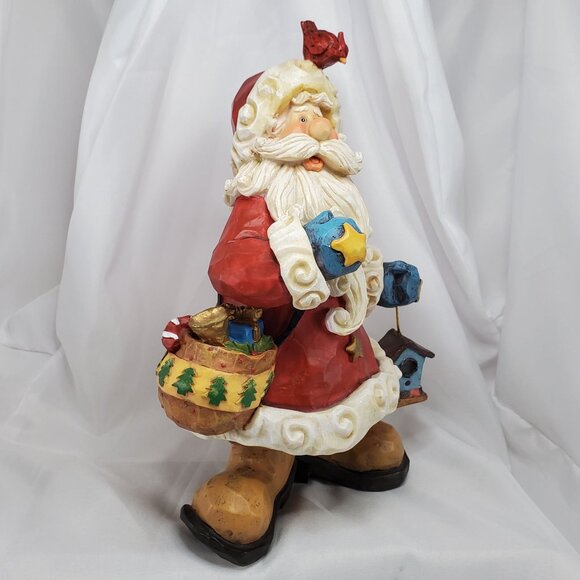 VTG Santa Claus Figurine With Cardinal 11.5" Tall Christmas Holiday Decor - Picture 7 of 13